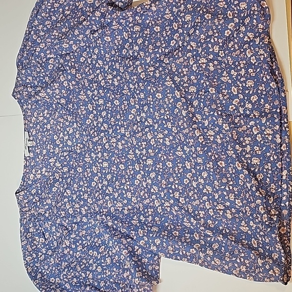 Madewell V-Neck Puff Sleeve Top Medium in Summer Vines blue lightweight flowy - Picture 1 of 10